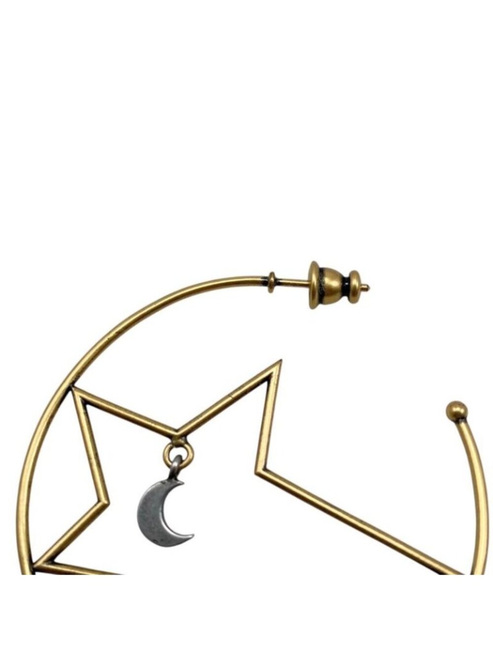 Dior Hoop Earrings Star Moon Crescent Logo Gold - Picture 6 of 14